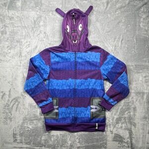 Fortnite Loot Llama Full Zip Up Hoodie Kids Purple Blue Character Cosplay L